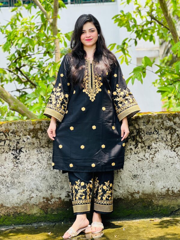 Premium Embroidered Cotton Three-Piece Set