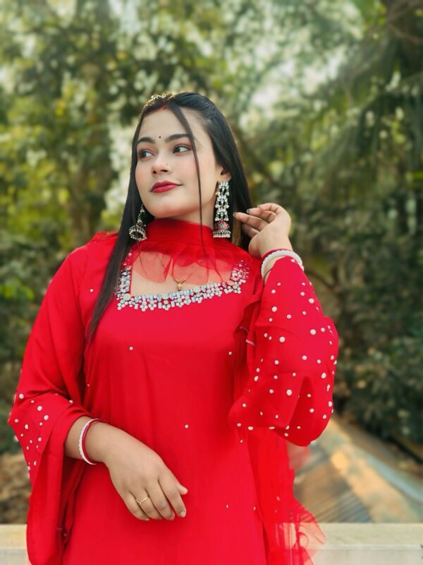 Cherry Georgette Material - Image 3
