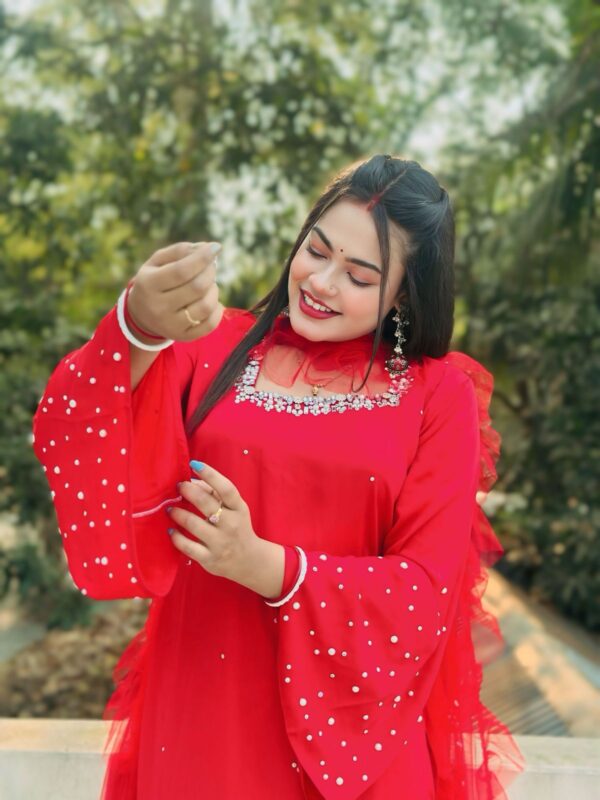 Cherry Georgette Material - Image 2