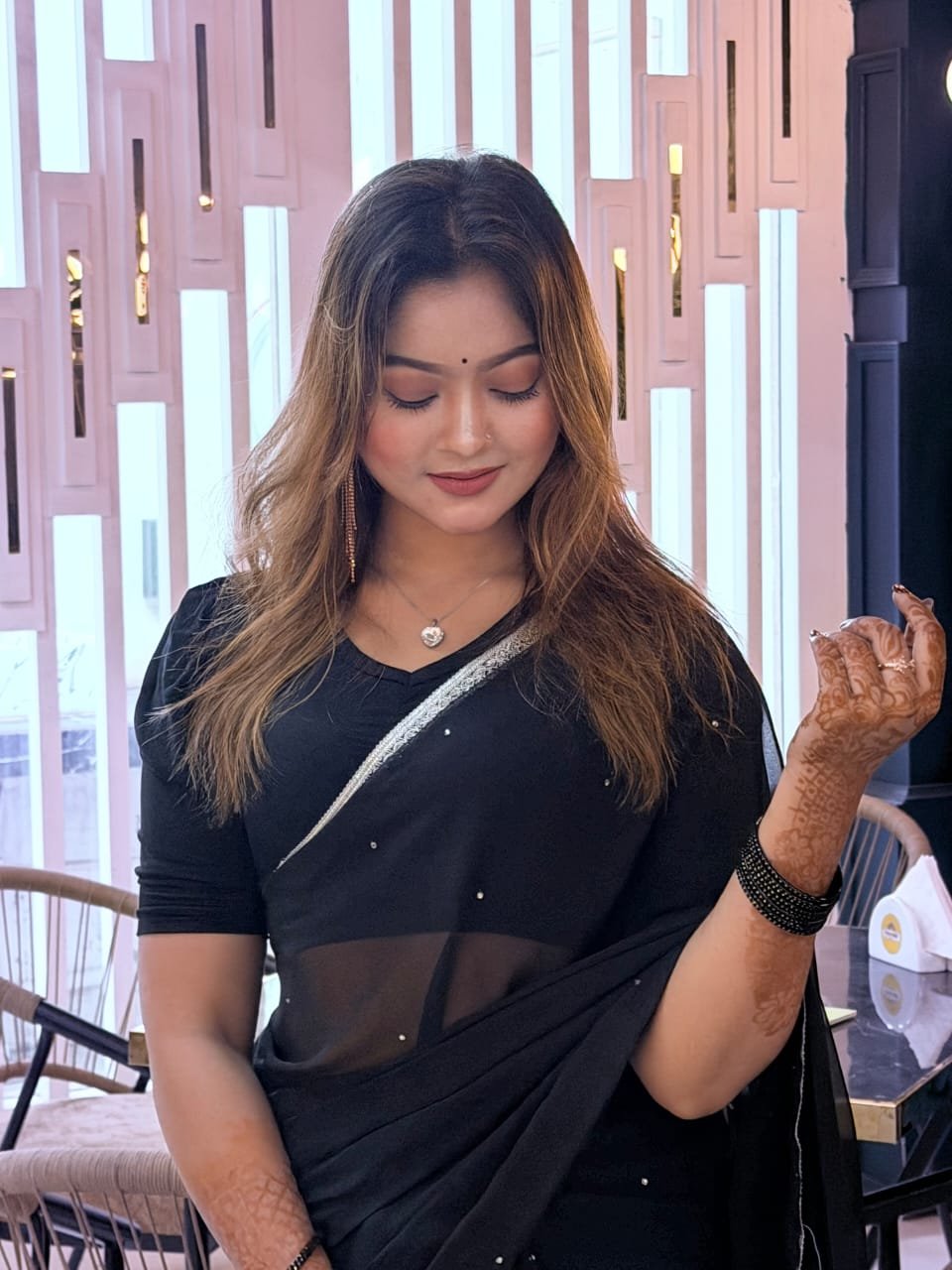 Premium Georgette Stone Work Saree – Elegant Party Wear 03 - Image 3