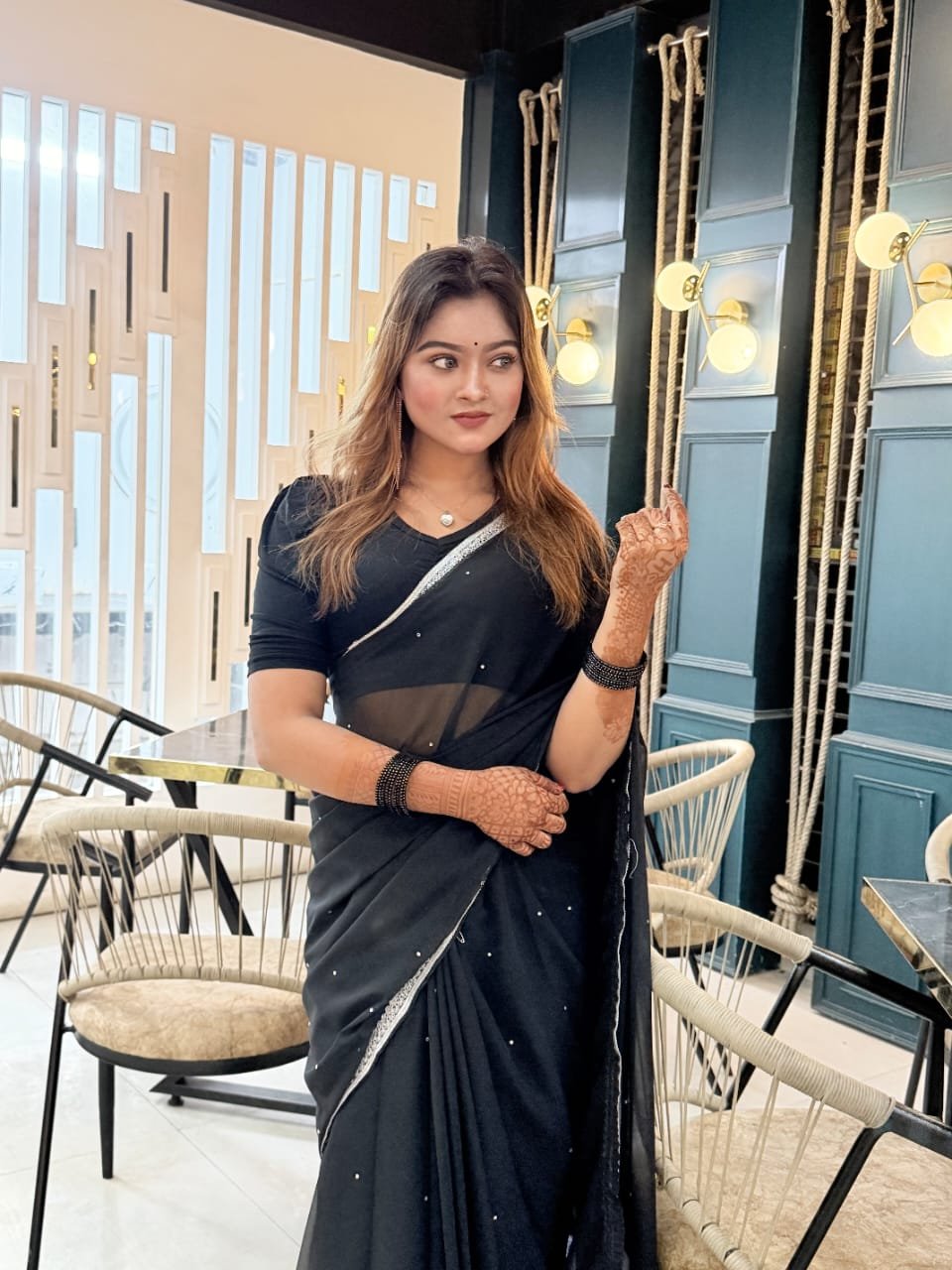 Premium Georgette Stone Work Saree – Elegant Party Wear 03 - Image 4