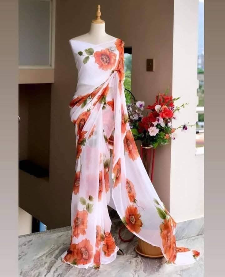 Printed Georgette Saree – Soft & Elegant 009