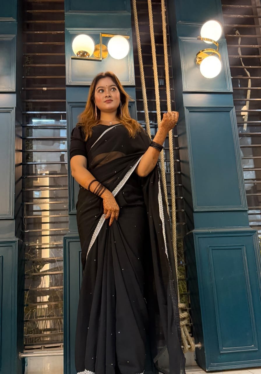 Premium Georgette Stone Work Saree – Elegant Party Wear 03