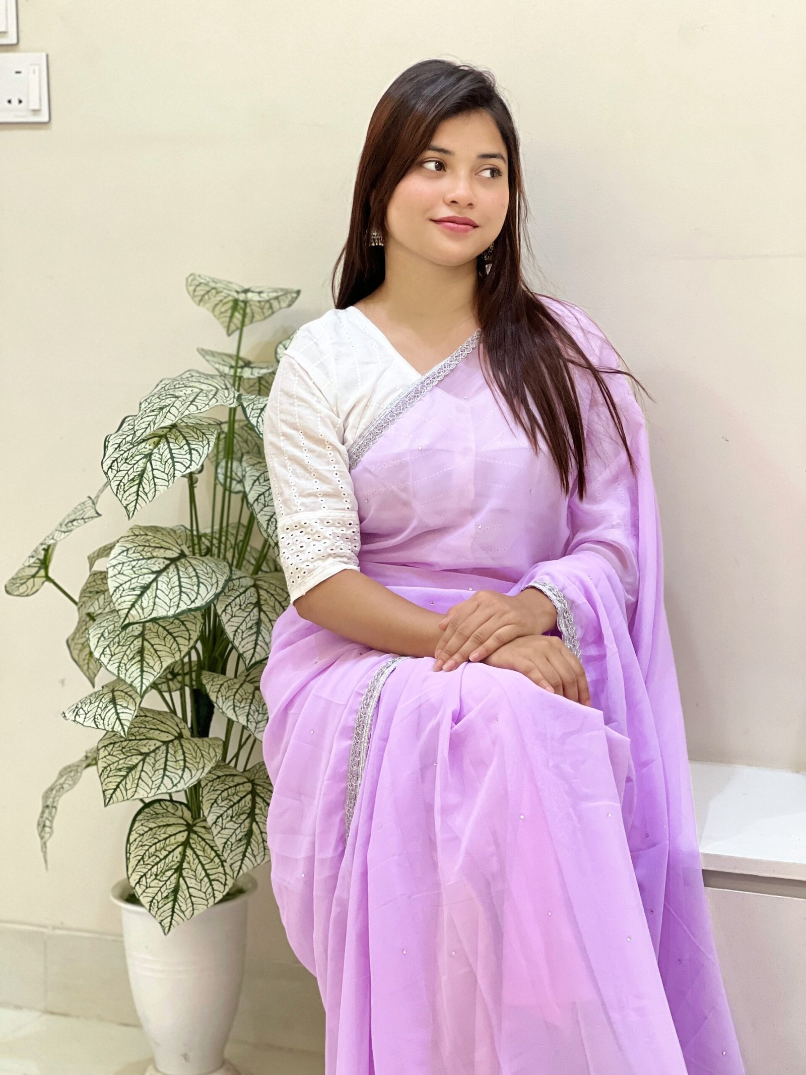 Premium Georgette Stone Work Saree – Elegant Party Wear