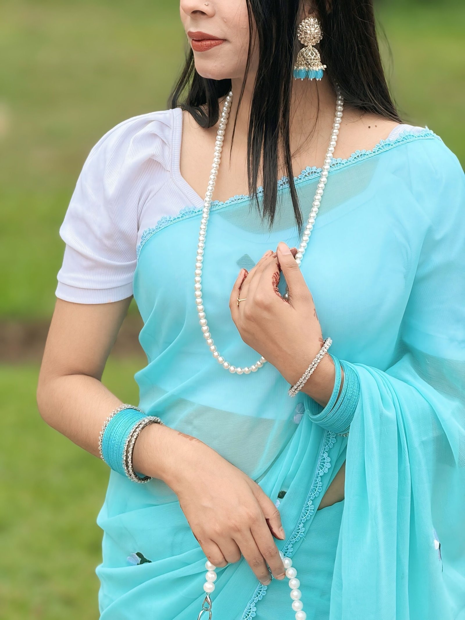 Premium Embroidered Micro Georgette Saree – Elegant & Timeless 2