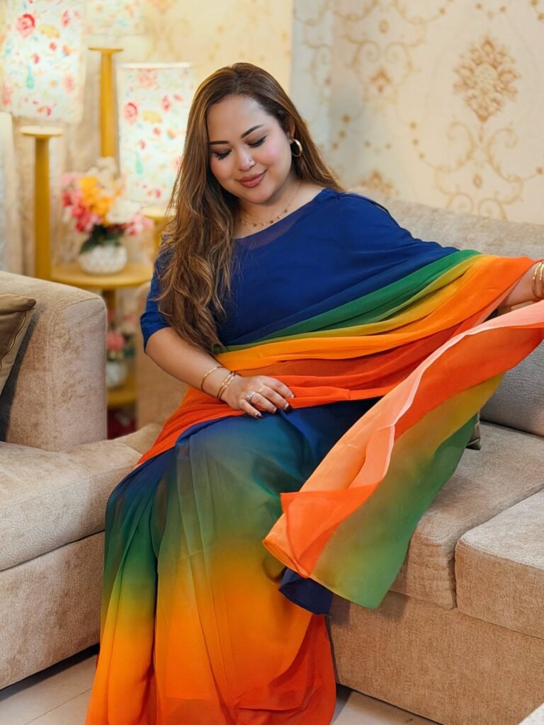 Rainbow Georgette Saree – Soft & Elegant 05
