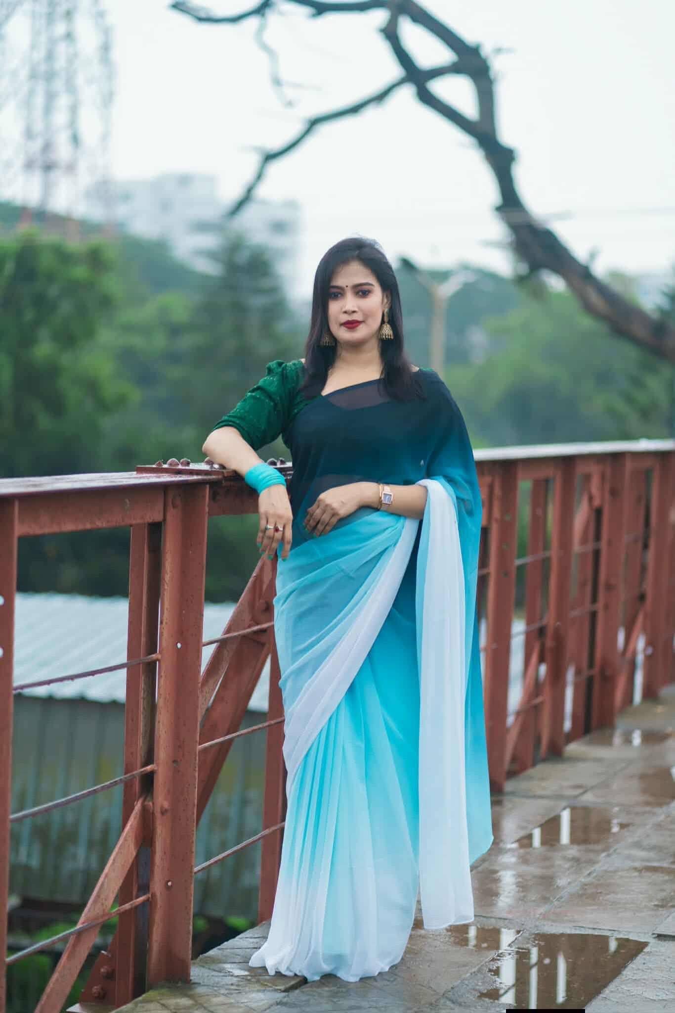 Rainbow Georgette Saree – Soft & Elegant 07