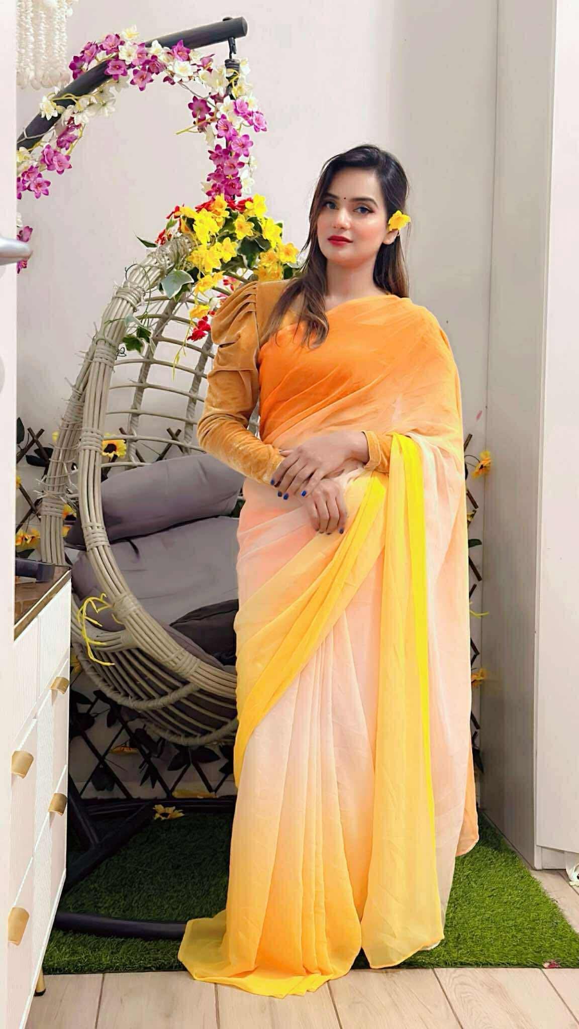 Rainbow Georgette Saree