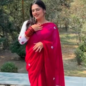 Premium Embroidered Micro Georgette Saree – Elegant & Timeless 000